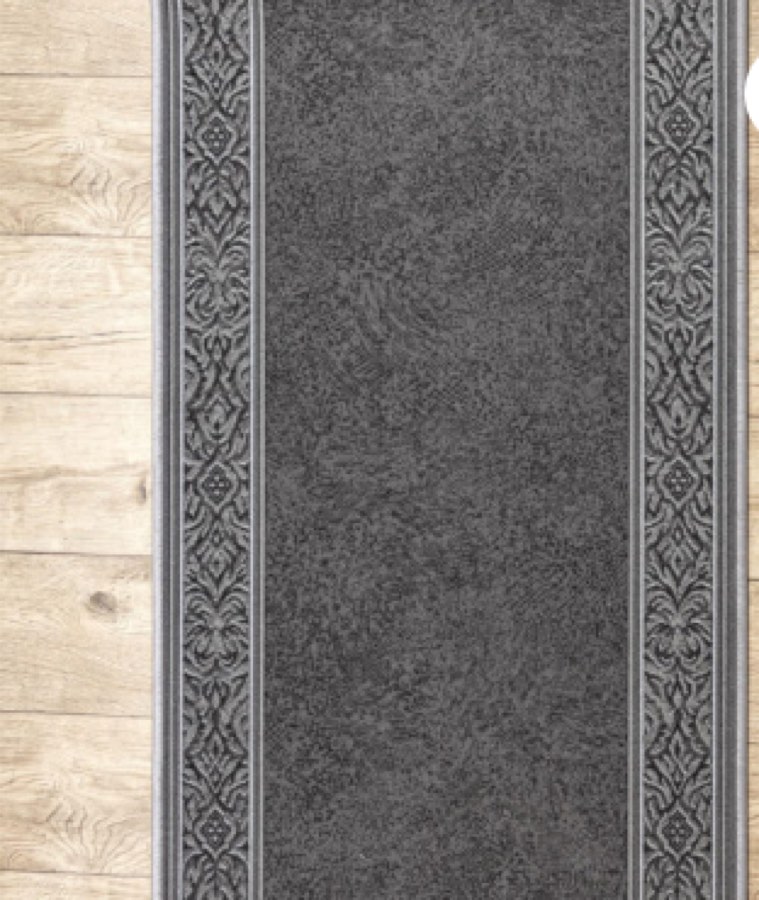 Alfombra de pasillo 422, gris antracita con cenefas